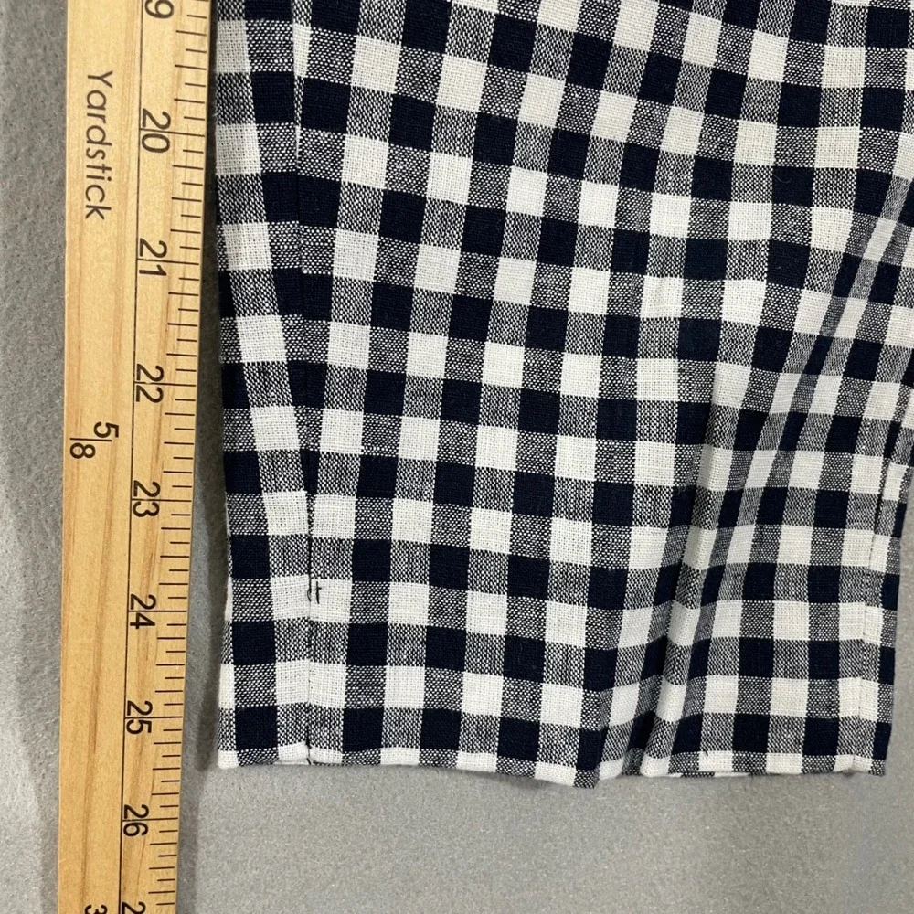 NWT J. Crew Gingham Linen Cotton Holland Pants‎ AW376 Blue White Size 10